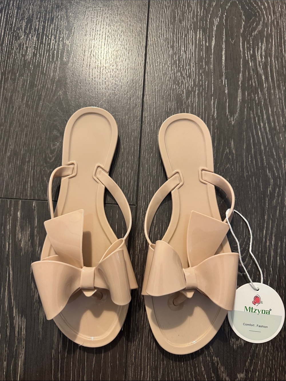 NWT Women’s Bow Jelly Sandals in Nude